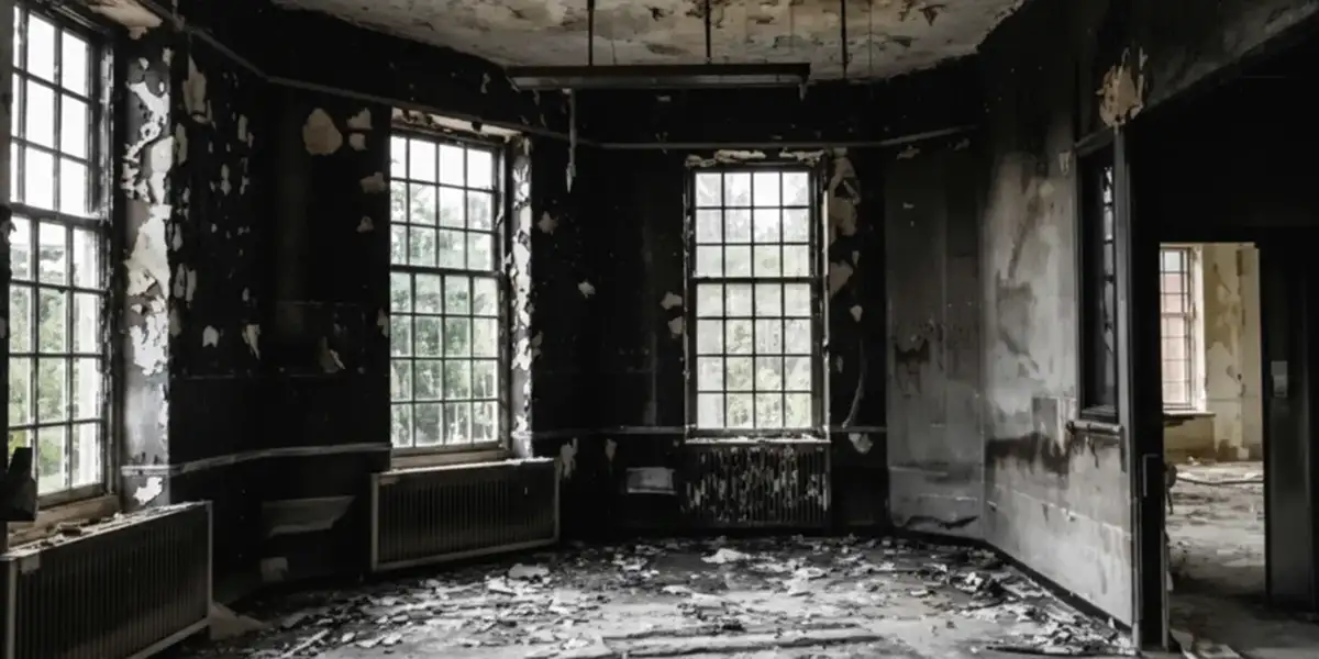 fire damage repair addressing severe interior damage and smoke residue inside a burned home in Chicago, IL