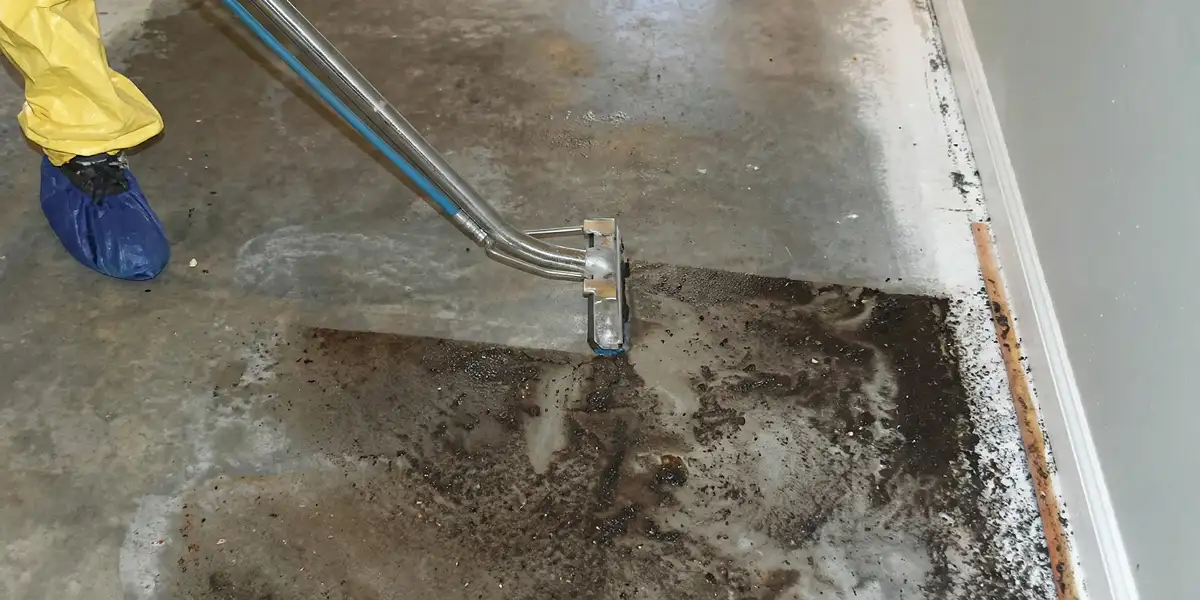 sewage removal technicians extracting contaminated wastewater from a residential floor in Chicago, IL
